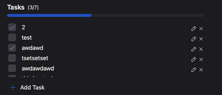 Card tasks progress bar